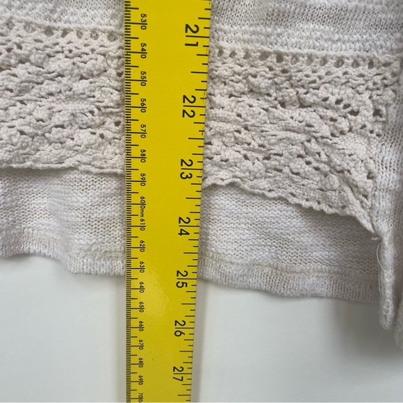 Anthro One September Cream Embroidered Sweater Textured Knit Pullover Boho - Picture 8 of 12